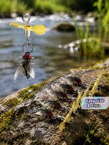 10/20/30 Pack Fly Fishing Lures With Propeller, Rotating Spinner Fishing Hooks, Golden PVC Artificial Bait, Durable Simulation Lures For Salmon, Trout, Bass Freshwater Fishing - multicolor - View 1