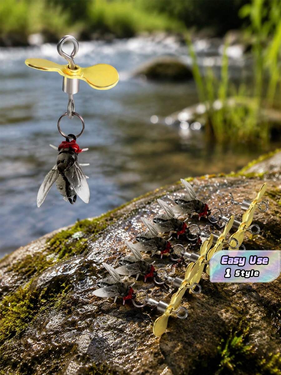 10/20/30 Pack Fly Fishing Lures With Propeller, Rotating Spinner Fishing Hooks, Golden PVC Artificial Bait, Durable Simulation Lures For Salmon, Trout, Bass Freshwater Fishing - multicolor - View 1