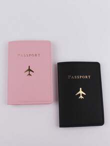 Found Favorite Fashionable And Lightweight, Suitable For Flying Back To School, Simple Style, Fashionable Style, Airplane Pattern, Passport Clip, Travel 2 Pieces Set - Multicolor - View 2