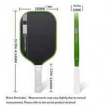 Pickleball Paddle - 16mm Core Thickness - Raw Carbon Fiber Textured Surface - Reinforced Frame And Propulsion Core, USAPA & UPA-A Certified, NFC Chip Support - Fluorescent green - View 4