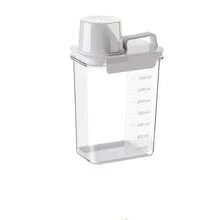 1Pc Plastic Laundry Detergent Dispenser With Lid, Leak‑Proof Sealed Storage Container, For Laundry Powder And Liquid Detergent, Ideal For Home Bathrooms, Laundry Rooms, Hotels And More. - White - View 10