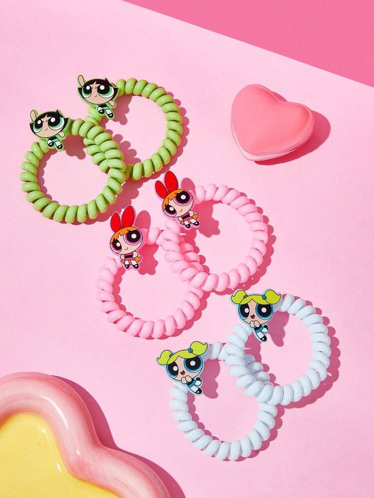 THE POWERPUFF GIRLS X SHEIN Conjunto de diademas para el cabello - Multicolor - Añade 6