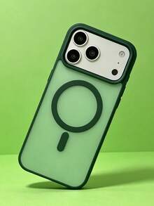 ShellaStory Luxury Fashion Color Blocked Matte Magnetic Phone Case Compatible With IPhone 18 Pro Max 18 Pro 18 17 Pro Max 17 Pro 17 16 Pro Max 16 Pro 16 15 Pro Max 15 Pro 14 Pro Max 14 Pro 13 Simple Business Style Protective Back Cover - Green - View 3