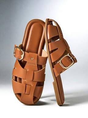 SHEIN Solezae #Sandali Slide BohoCasual da Donna con Punta Chiusa, Design a Gabbia in PU Fine Color Tan, Tomaia Traforata & Dettaglio Fibbia – Rilassati, Eleganti & Chic per Tutti i Giorni