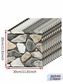 10片 0.9㎡ 深灰色大理石紋瓷磚貼紙 防水防潮鋁塑板 自黏牆紙 用於牆面翻新與裝飾 情人節、情人節婚禮、生日 - 棕色石頭紋 - 查看 9