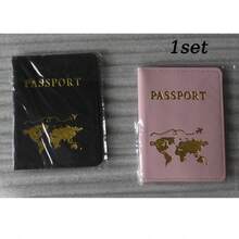 2件組 PU材質情侶旅行護照套組，創意護照與機票夾，適合度假旅行收納整理 - 彩色 - 查看 3