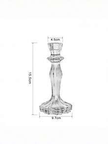 Cirelle 1pc Clear Glass Taper Candle Holder, Vintage Ribbed Candlestick Stand, Elegant Decorative Candle Holder For Wedding, Party & Home Table Decor - multicolor - View 10