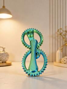 POKOJA LAND 1pc 3.5in Colorful Double Gear Mechanical Gadget, 3D Printed Rotating Gear Desk Accessory With Handheld Handle, Portable Interactive Sensory Gadget For Office, Study, Home, Travel & Daily Use - Multicolor - View 11