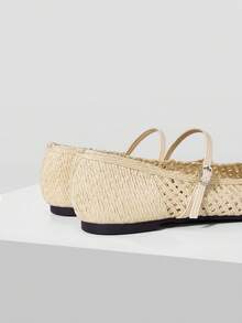 MOTF WOMEN'S NEW WOVEN HOLLOW SQUARE TOE FLAT-SOLED SHOES, APRICOT ELEGANT AND VERSATILE CASUAL SANDALS - Apricot - View 4