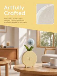 Haus Hana 1PC Small Opening Ceramic Flower Arrangement Vase With Cute Expression, Creative Geometric Shaped Dried Flower Holder, DIY Floral Display Vessel For Living Room Entryway Office Home Daily Use - multicolor - View 15