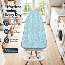 1pc Blue Leaf Pattern Ironing Board Cover | Polyester Material, Heat Resistant, Elastic Edge, Easy To Install, Machine Washable, Fits Most Ironing Board Sizes, Cover Only - Blue Leaf - View 6