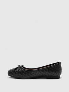 CUCCOO BIZCHIC Women's Flat Shoes With Bow Decor, Fashionable Versatile For Daily Commute And Office - Black - View 5