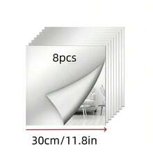 4/8/12pcs Classic Square Wall Mirror Tiles, Easy To Adhere Install, Frameless Full-Body Mirror, Suitable For Bedroom, Home Gym, Dorm Decor, Modern Aesthetic, Decorative Wall Mirror - Multicolor - View 15