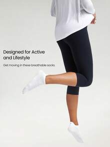GLOWMODE 3 Pairs Arch Support Everyday Socks Gym - white + yellow + navy blue - View 5
