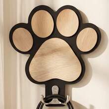 1pc Handcrafted Wooden Paw Print Wall Hook - Polished Finish, Perfect For Towels & Clothes Storage In Bedroom And Bathroom Decor - Multicolor - View 6