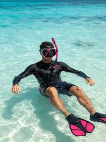 1Set Adult Full Face Snorkel Mask Set, Adjustable Diving Fins With Dry Snorkel & Travel Bag, Anti-Fog Anti-Leak Snorkeling Gear For Swimming Training - Multicolor - View 11