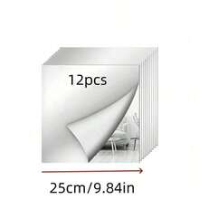 4/8/12pcs Classic Square Wall Mirror Tiles, Easy To Adhere Install, Frameless Full-Body Mirror, Suitable For Bedroom, Home Gym, Dorm Decor, Modern Aesthetic, Decorative Wall Mirror - Multicolor - View 11