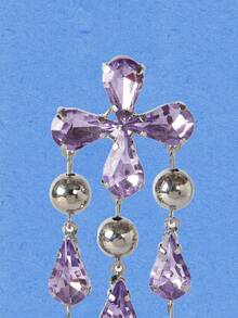 Popjeli A Light Luxury Creative Exquisite Geometric Clear Fringed Earrings - Purple - View 2