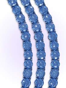 Popjeli Women's  Blue Tennis Chain Necklace Full Round  Sparkling Adjustable Necklace For Party Daily Jewelry - Blue tennis chain necklace - View 3