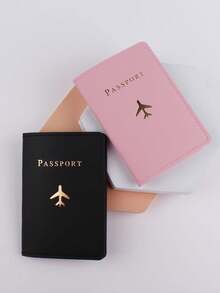 Found Favorite Fashionable And Lightweight, Suitable For Flying Back To School, Simple Style, Fashionable Style, Airplane Pattern, Passport Clip, Travel 2 Pieces Set - Multicolor - View 6