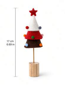 Muroi Mono Dekorasi Meja Pohon Natal dari Kain Felt, Pohon Mini Pom Pom Warna-warni dengan Alas Kayu, Ornamen Liburan Buatan Tangan yang Lucu untuk Rumah, Kantor, Meja, Rak & Dekorasi Pesta Natal - Beraneka warna - View 7