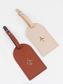 Found Favorite 2PCS Fashionable And Lightweight Suitable For Flight Back To School Simple Style Fashionable Style Airplane Pattern Luggage Card Travel Set - Coffee + Khaki - View 1