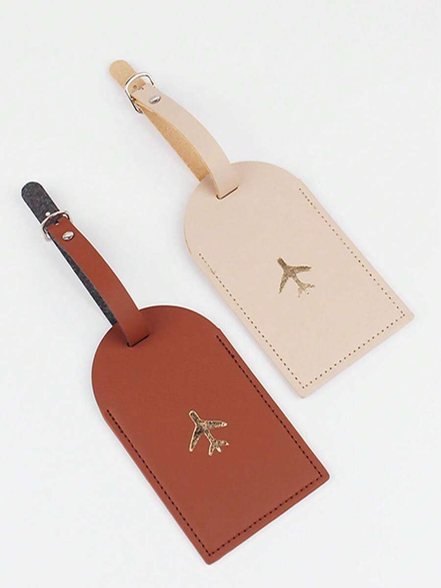 Found Favorite 2PCS Fashionable And Lightweight Suitable For Flight Back To School Simple Style Fashionable Style Airplane Pattern Luggage Card Travel Set - Coffee + Khaki - View 1