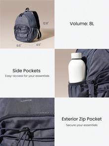 GLOWMODE Medium 10L DailyMotion Water-Resistant Backpack Bag With Side Pockets External Zip Pocket Button Closure Reflective Daily Casual Hiking Outdoor - graphite - View 4