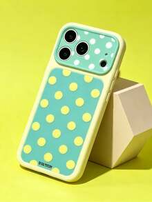 ShellaStory Minimalist Dopamine Color Blocked Polka Dots Phone Case Compatible With IPhone 17 Pro Max 17 Pro 17 Pro 16 14 13 15 Pro Max 14 15 16 Plus 14 15 13 16 17 Simple Protective Cover - Yellow - View 1