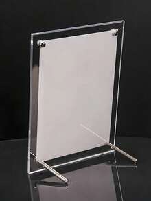 1-Pc A4 Size Clear Acrylic Double-Sided T-Shaped Table Stand, Adhesive Sign Holder For Conference, Desktop, Certificate, Poster Display, Rectangle Photo Frame, Ideal Desk Decor Gift For Birthday And Graduation. - Clear - View 8
