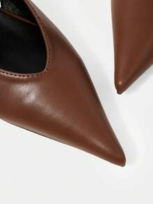 MOTF PREMIUM POINTED MULES HIGH HEELS, SUITABLE FOR SPRING SHOES IN THE CHRISTMAS SEASON - Brown 3 - View 4