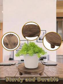 1PC Nordic Style Wooden Flower Pot Tray Set Multiple Sizes Stable Round Plant Stand For Indoor Outdoor Succulent Green Plants Home Decor Display Shelf Space Saving Organizer - Multicolor - View 3