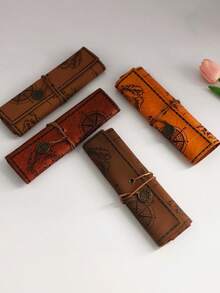 Túi đựng bút hình bản đồ kho báu sáng tạo - Hộp bút bằng vải canvas và da phong cách retro dung tích lớn - Nắp cuộn đơn giản dành cho học sinh - Nhiều màu - Xem 5