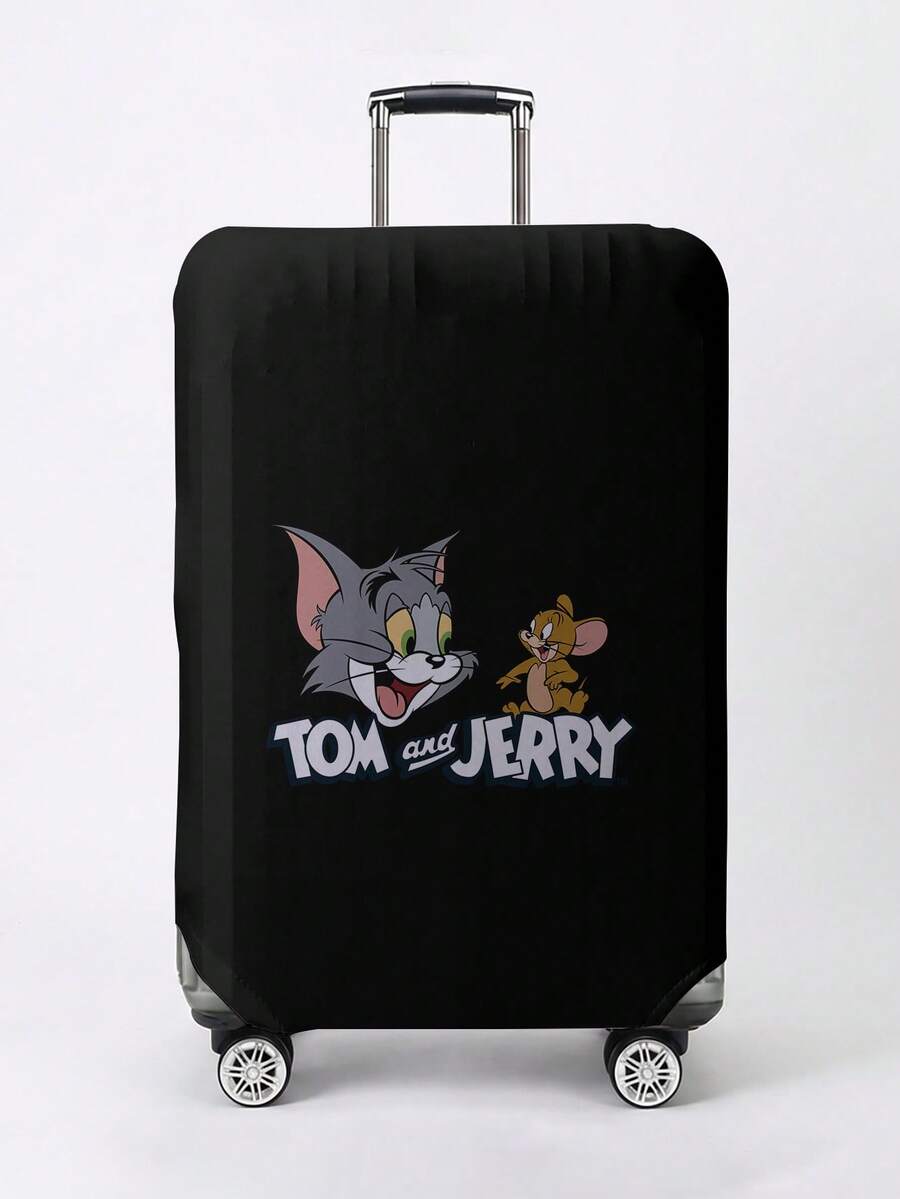 TOM & JERRY X SHEIN Cartoon Cat Mouse Letter Print Luggage Cover, Wear-Resistant Dustproof Suitcase Protector For Travel Check-In Protection - cat - View 1