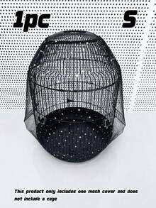 1pc Adjustable Elastic Bird Cage Cover, Breathable Mesh Dust Guard With Scatter-Proof Design, Universal Fit For Small Medium Large Parrot Cages, Reusable Pet Cage Sleeve - Multicolor - View 24