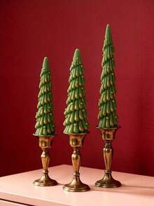 3d Layered Christmas Tree Silicone Mold, 3 Different Sizes Long Needle Pine Tree Aromatherapy Candle Mold, Side Opening Design For Easier Demolding, Clear Texture And Realistic Pine Needle Layers, Suitable For Diy Scented Candles, Handmade Soap - Long Candle - View 2