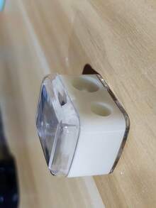 1 White Double Hole Eyeliner Eyebrow Pencil Sharpener Multifunctional Mini Portable Dual Size Design Makeup Tool Precise Sharpening Compact Easy Carry Beauty Accessory For Home Travel - White - View 7