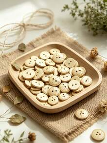 2-Hole Round Wooden Buttons Engraved Vintage Clock Dial Scale Pattern, Natural Wood Sewing Buttons For Shirts Dresses DIY Garment Accessories - multicolor - View 7