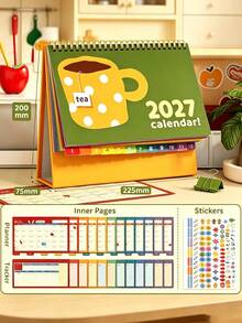 Kalender Meja Minimalis Morandi 2027, Ornamen Dekorasi Meja Kreatif untuk Check-In, Kalender Mini Segar dengan Tampilan Menarik - warna-warni - View 11