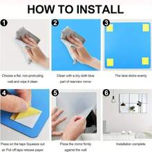 4/8/12pcs Classic Square Wall Mirror Tiles, Easy To Adhere Install, Frameless Full-Body Mirror, Suitable For Bedroom, Home Gym, Dorm Decor, Modern Aesthetic, Decorative Wall Mirror - Multicolor - View 9