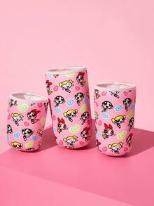 THE POWERPUFF GIRLS X SHEIN 1個可愛印花布製杯套，潛水布保溫材質，可重複使用，S/M/L三種尺寸，適用於不同盎司咖啡杯 - 粉色 - 查看 4