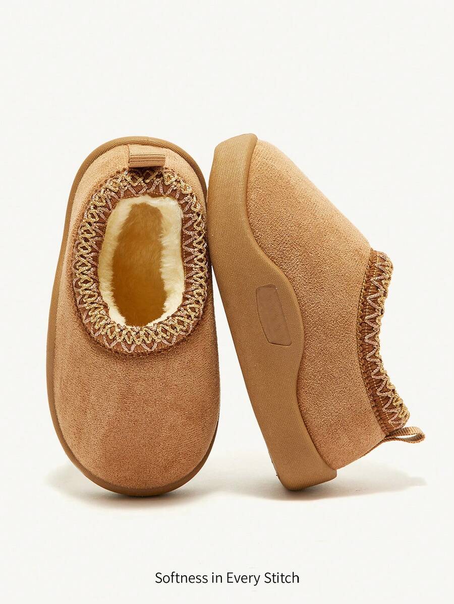 Cozy Pixies Autumn/Winter Casual All-Match Fashion Versatile Warm Plush Cute Soft Baby Snow Ankle Boots, Slippers - Mocha Brown - View 1