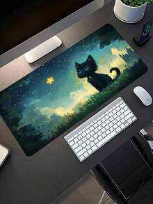 1件大號防滑珪藻泥桌墊 耐用抗污 星空黑貓仰望黃色星星電競滑鼠墊 適合玩家 辦公桌裝飾 學習用品 加長版電腦配件 時尚桌面裝飾 禮物首選 - A - 查看 4