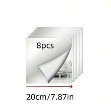 4/8/12pcs Classic Square Wall Mirror Tiles, Easy To Adhere Install, Frameless Full-Body Mirror, Suitable For Bedroom, Home Gym, Dorm Decor, Modern Aesthetic, Decorative Wall Mirror - Multicolor - View 12