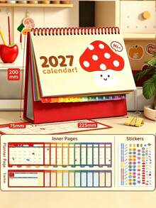 Kalender Meja Minimalis Morandi 2027, Ornamen Dekorasi Meja Kreatif untuk Check-In, Kalender Mini Segar dengan Tampilan Menarik - warna-warni - View 8