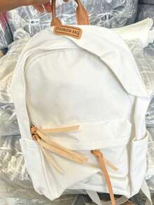 1pc Casual College Style Solid Color Student Backpack, Multi-Pocket Lightweight Casual School Day Bag, Large Capacity Bookbag, Suitable For Students/Graduates/Postgraduates, Applicable For Back To School Season, Campus Learning, Short Trips, Outdoor - Multicolor - View 11