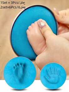 Hundred-Day/One-Year-Old Gift, Newborn Handprint And Footprint Commemorative Tool Set 3-Piece Set Including Handprint Mud + Bracket + Mold - Multicolor - View 4