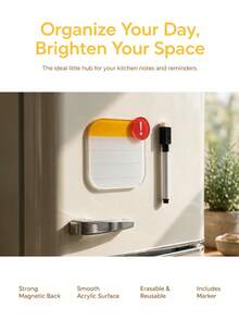 Joivida 1SET/2SETS Mini Magnetic Fridge Note Board, Acrylic Erasable Writing Memo Magnet, Notebook‑Styled Outline With Bright Yellow‑Red Color Matching, Crafted From Polished Smooth Acrylic Panel Fitted With Firm Built‑In Magnetic Layer - multicolor - View 10