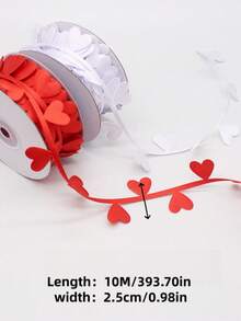 1/2PCS 10m Satin Soft Durable DIY Versatile Heart Continuous Pattern Ribbon Creative Gift Wrapping Party Decor Bouquet Tying Box Packaging Craft Supplies For Valentine Day Celebration - love - View 11