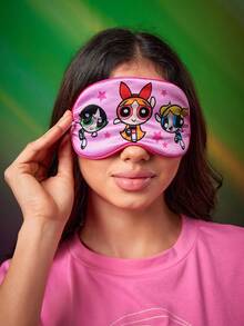 THE POWERPUFF GIRLS X SHEIN Cute Girl Image Pink Eye Mask,Y2k, Vacation - Hot Pink - View 1